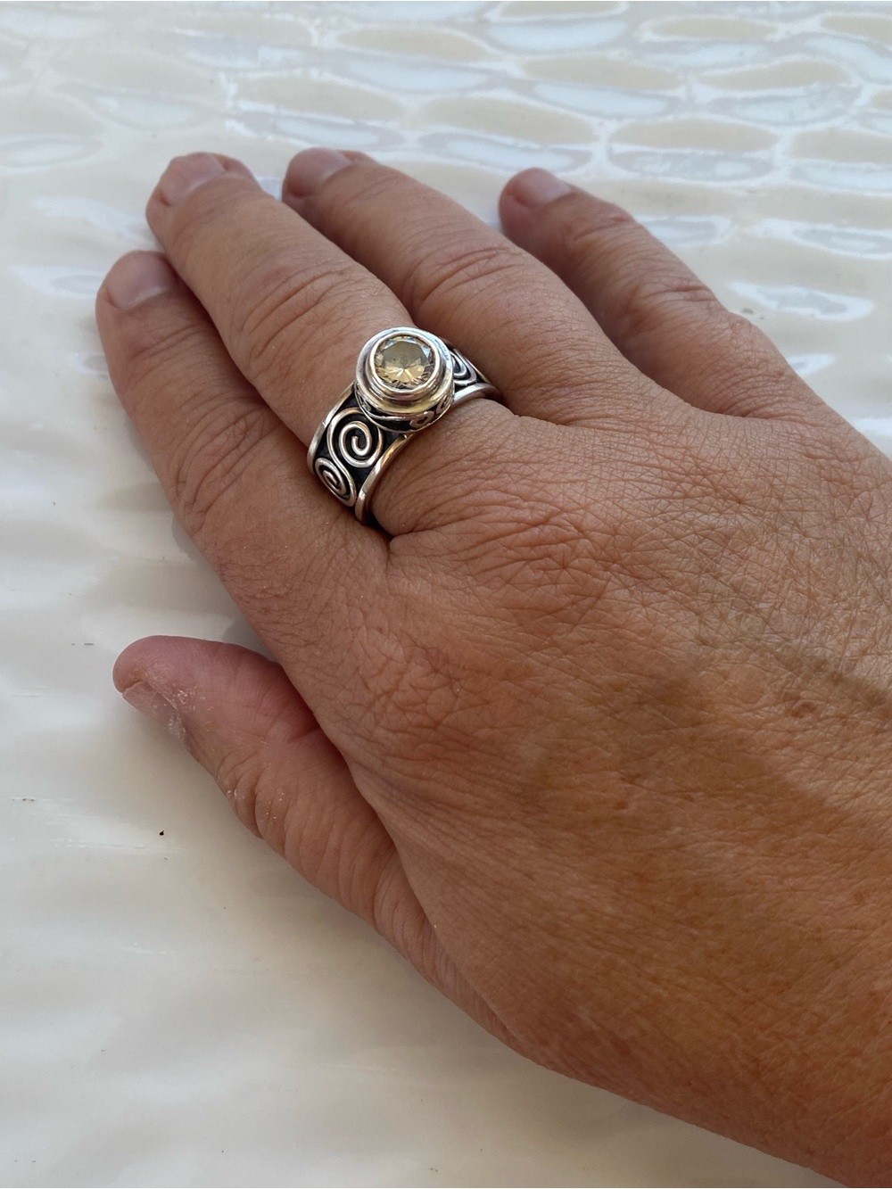 Silpada Vintage Rare Sterling Silver Black Swirl Ring with CZ Gem size 9 R1233 - Picture 7 of 8